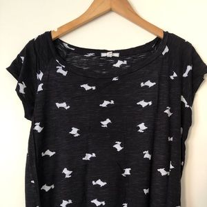 Black tee with animal pattern